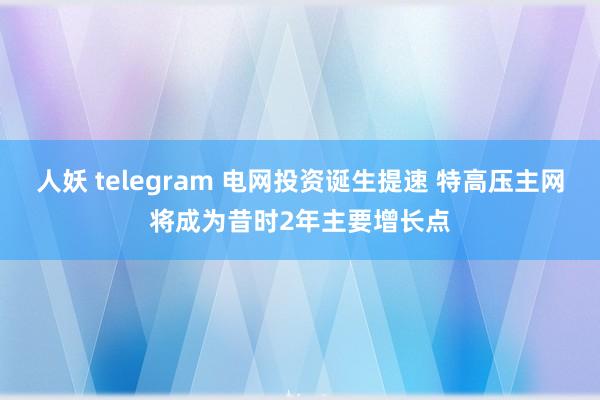 人妖 telegram 电网投资诞生提速 特高压主网将成为昔时2年主要增长点