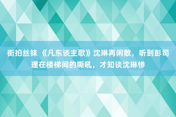 街拍丝袜 《凡东谈主歌》沈琳再闲散，听到彭司理在楼梯间的嘶吼，才知谈沈琳惨