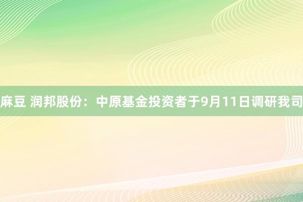 麻豆 润邦股份：中原基金投资者于9月11日调研我司