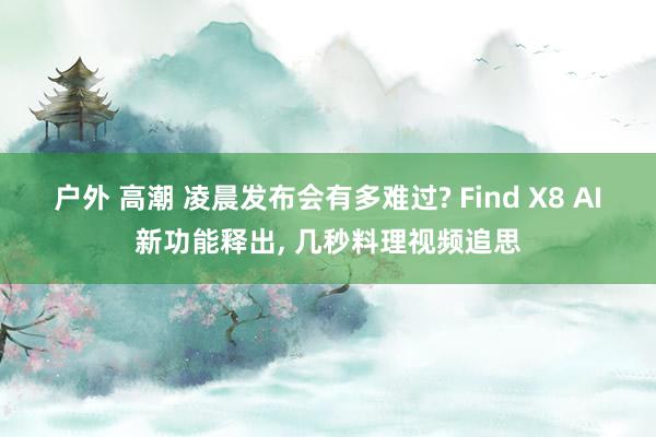 户外 高潮 凌晨发布会有多难过? Find X8 AI新功能释出， 几秒料理视频追思