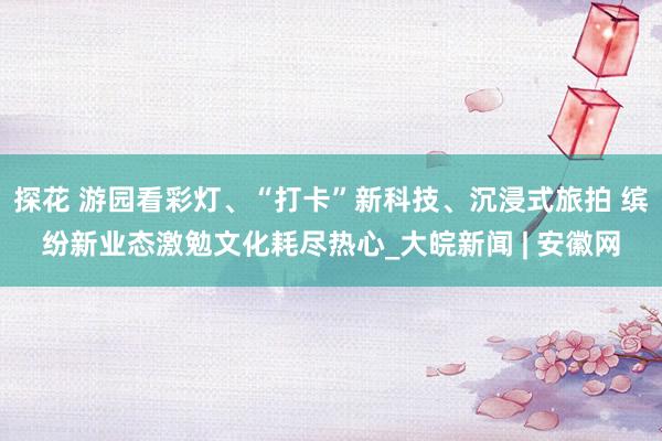 探花 游园看彩灯、“打卡”新科技、沉浸式旅拍 缤纷新业态激勉文化耗尽热心_大皖新闻 | 安徽网