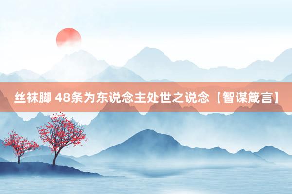 丝袜脚 48条为东说念主处世之说念【智谋箴言】