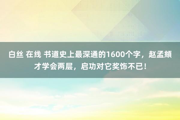 白丝 在线 书道史上最深通的1600个字，赵孟頫才学会两层，启功对它奖饰不已！