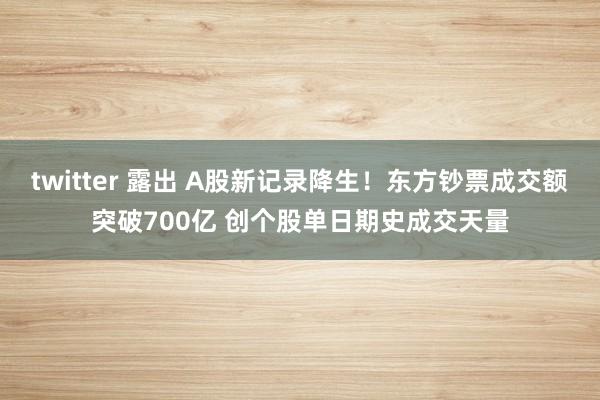 twitter 露出 A股新记录降生！东方钞票成交额突破700亿 创个股单日期史成交天量