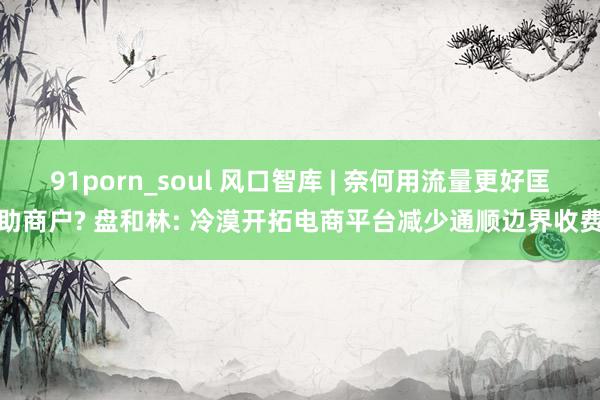 91porn_soul 风口智库 | 奈何用流量更好匡助商户? 盘和林: 冷漠开拓电商平台减少通顺边界收费