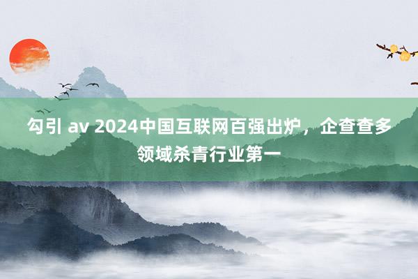 勾引 av 2024中国互联网百强出炉，企查查多领域杀青行业第一