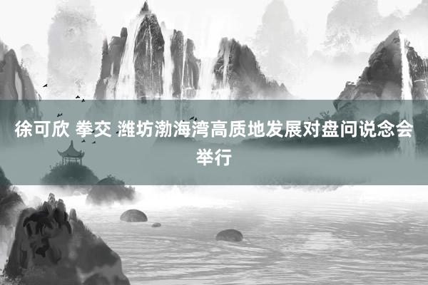 徐可欣 拳交 潍坊渤海湾高质地发展对盘问说念会举行