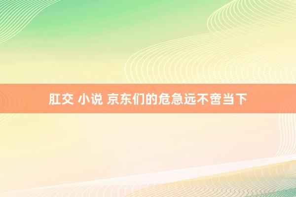 肛交 小说 京东们的危急远不啻当下