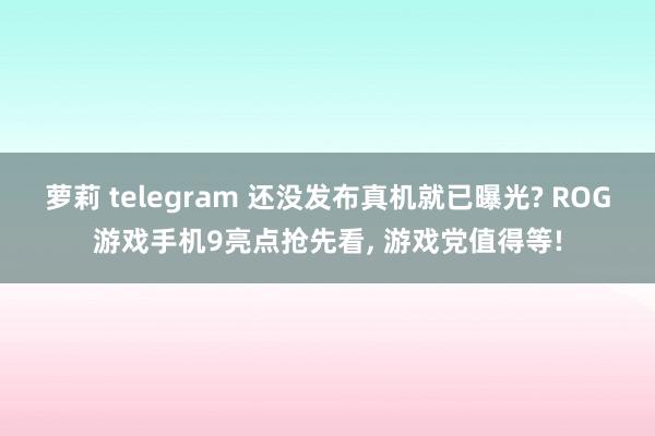 萝莉 telegram 还没发布真机就已曝光? ROG游戏手机9亮点抢先看， 游戏党值得等!