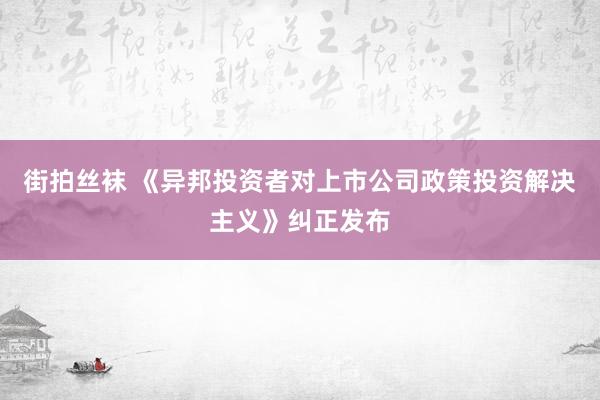 街拍丝袜 《异邦投资者对上市公司政策投资解决主义》纠正发布