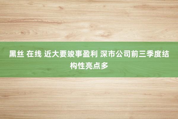 黑丝 在线 近大要竣事盈利 深市公司前三季度结构性亮点多