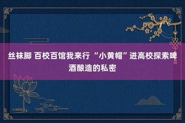 丝袜脚 百校百馆我来行 “小黄帽”进高校探索啤酒酿造的私密