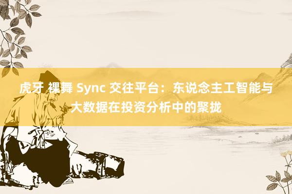 虎牙 裸舞 Sync 交往平台：东说念主工智能与大数据在投资分析中的聚拢