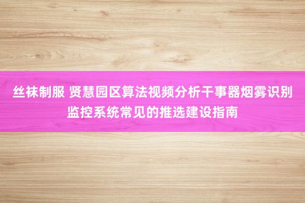 丝袜制服 贤慧园区算法视频分析干事器烟雾识别监控系统常见的推选建设指南