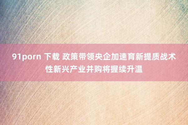 91porn 下载 政策带领央企加速育新提质战术性新兴产业并购将握续升温