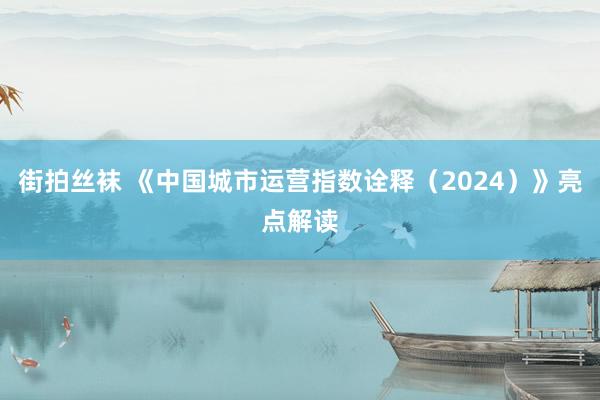 街拍丝袜 《中国城市运营指数诠释（2024）》亮点解读