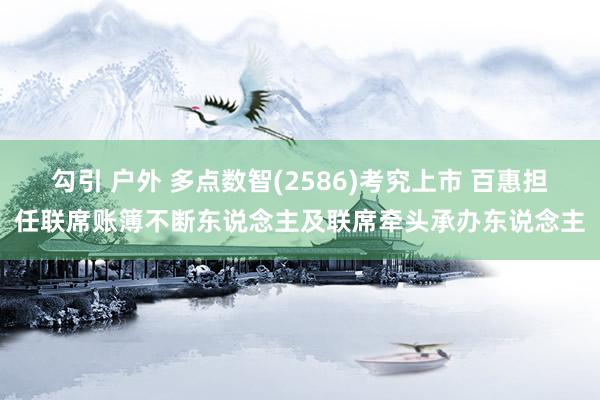 勾引 户外 多点数智(2586)考究上市 百惠担任联席账簿不断东说念主及联席牵头承办东说念主