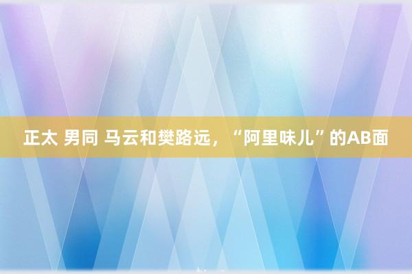 正太 男同 马云和樊路远，“阿里味儿”的AB面