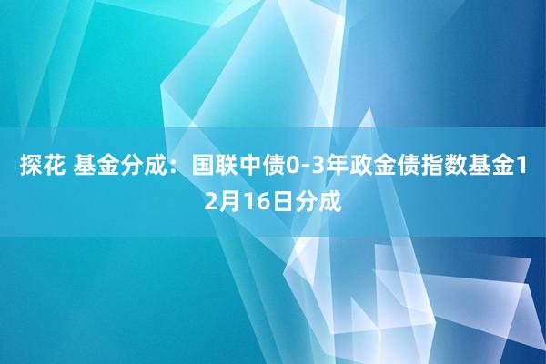 探花 基金分成：国联中债0-3年政金债指数基金12月16日分成