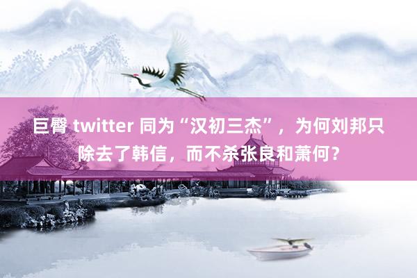 巨臀 twitter 同为“汉初三杰”，为何刘邦只除去了韩信，而不杀张良和萧何？