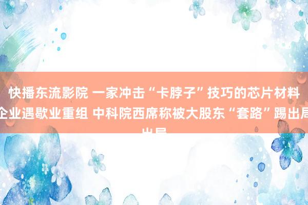 快播东流影院 一家冲击“卡脖子”技巧的芯片材料企业遇歇业重组 中科院西席称被大股东“套路”踢出局