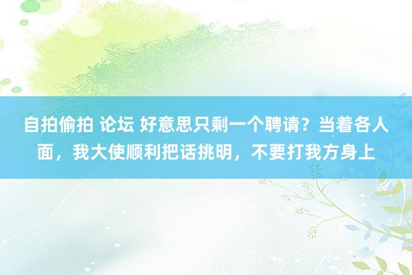 自拍偷拍 论坛 好意思只剩一个聘请？当着各人面，我大使顺利把话挑明，不要打我方身上