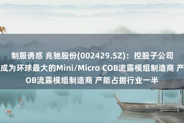 制服诱惑 兆驰股份(002429.SZ)：控股子公司兆驰晶显已发展成为环球最大的Mini/Micro COB流露模组制造商 产能占据行业一半