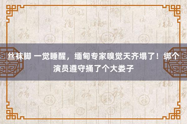 丝袜脚 一觉睡醒，缅甸专家嗅觉天齐塌了！绑个演员遵守捅了个大娄子